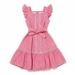 French Connection Girls Pink Coquette Dress S 7/8 Floral Ruffle Spring Summer